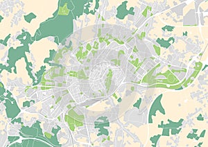 Vector city map of Santiago de Compostella, Spain