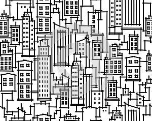 Vector city seamless pattern.