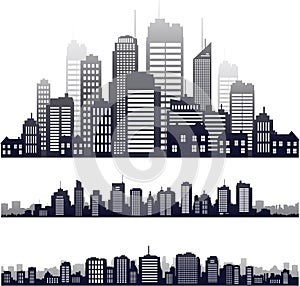 Vector city silhouette isolated on white