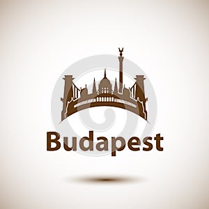 Vector city skyline with landmarks Budapest Hungary