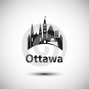 Vector city skyline with landmarks Ottawa Ontario Canada. photo