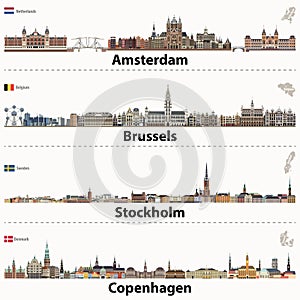 Vektor město panoramata z, a Kodaň 