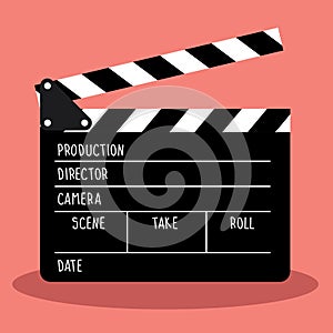 Vector clapboard for cinema. frame film and slate have space for text.