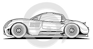 Vector classic car illustration coloring book . Black contour sketch illustrate Isolated on white background