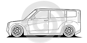 Vector classic car illustration coloring book . Black line art contour sketch illustrate Isolated on white background.