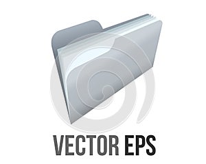 Vector classic gradient grey computer empty file folder icon with document