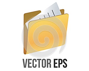 Vector classic gradient yellow computer file folder icon with document