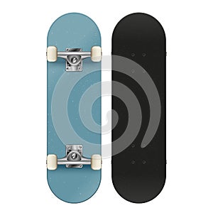 Vector classic high detail skateboard illustration with in front and back view isolated on white background