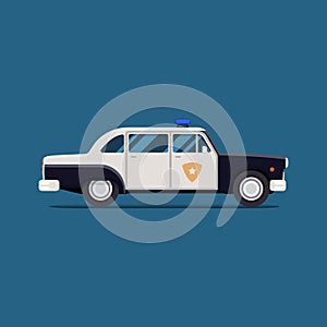 Vector Classic Police Car. Modern flat style illustration. Icon