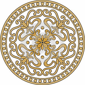 Vector classic round ornament. Gold pattern in a circle.