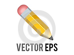 Vector classic yellow pencil icon with sharpened tip, pink eraser