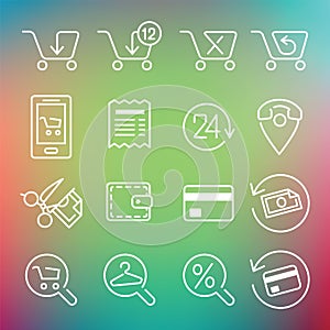 Vector clean icons set for web design and application user inter