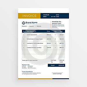 Vector clean invoice template design