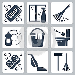 Vector cleaning icons set