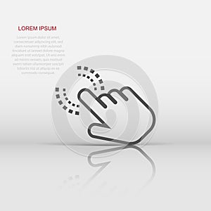 Vector click hand icon in flat style. Cursor finger sign illustration pictogram. Pointer business concept