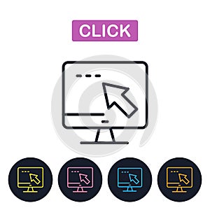 Vector click icon. Computer and mouse cursor.