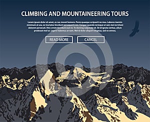 Vector climbing and mountaineering background theme, Trekking, hiking