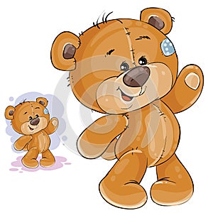 Vector clip art art illustration teddy bear waving its paw