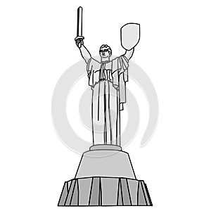 Vector clipart of The Motherland Monument is a monumental statue in Kiev, the capital of Ukraine. This is one of the highest