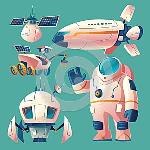 Vector clipart with objects for space exploration