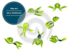 Vector Clipart Set cartoon turtle.