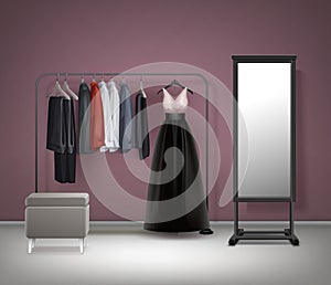 Vector Cloakroom interior front view photo