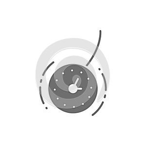 Vector clock for hypnosis, pendulum grey icon.