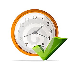 Vector clock Icon and check mark