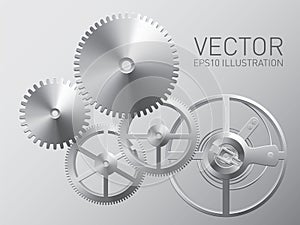 Vector clockwork with metal gears and cogwheels