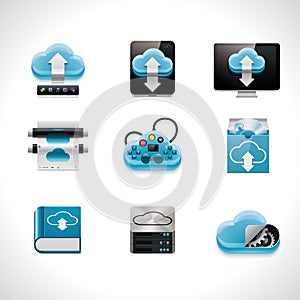 Vector cloud computing icon set photo