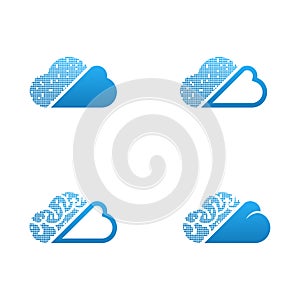 Vector cloud computing icon set vector illustrations