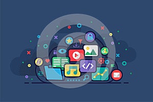 Vector Cloud Storage Concept Illustration