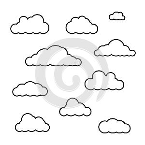 Vector clouds shapes set isolated on white background