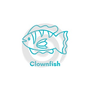 Vector clownfish Amphiprion Percula fish thin line icon photo