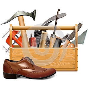 Vector Cobbler Toolbox with Brown Shoe