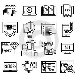 Vector code, programming icon set.