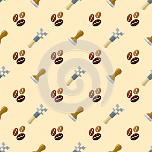 Vector coffee barista seamless pattern