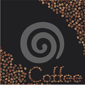 Vector coffee beans placed in the shape of word Coffee.