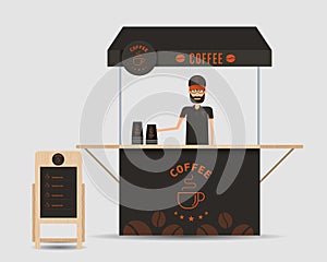 Vector coffee cup logo and label concept design