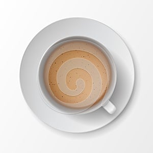 Vector Coffee Cup Mug with Crema Foam Bubbles On Background