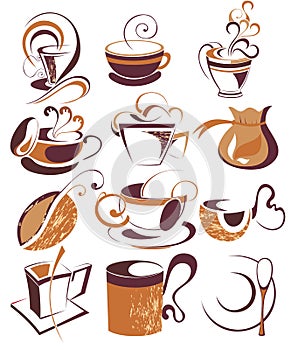 Vector coffee elements set