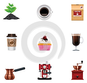 Vettore caffè impostato composto da icone 