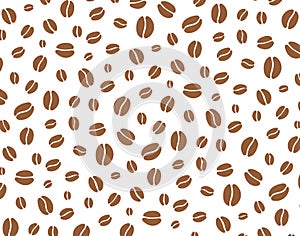 Vector coffee seamless pattern with brown random beans photo