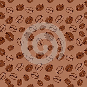 Vector coffee seamless pattern with brown random beans