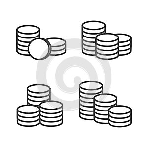 Vector coins stack outline icon