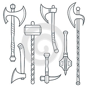Vector cold weapons outline set