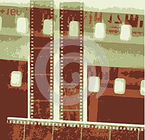 Vector Collage vintage grunge film strip in sepia variations