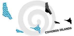 Vector Collage Map of Comoros Islands of Liquid Drops and Solid Map