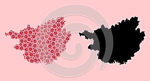 Vector Collage Map of Guangxi Zhuang Region of Coronavirus Parts and Solid Map photo