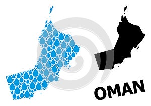 Vector Collage Map of Oman of Liquid Tears and Solid Map